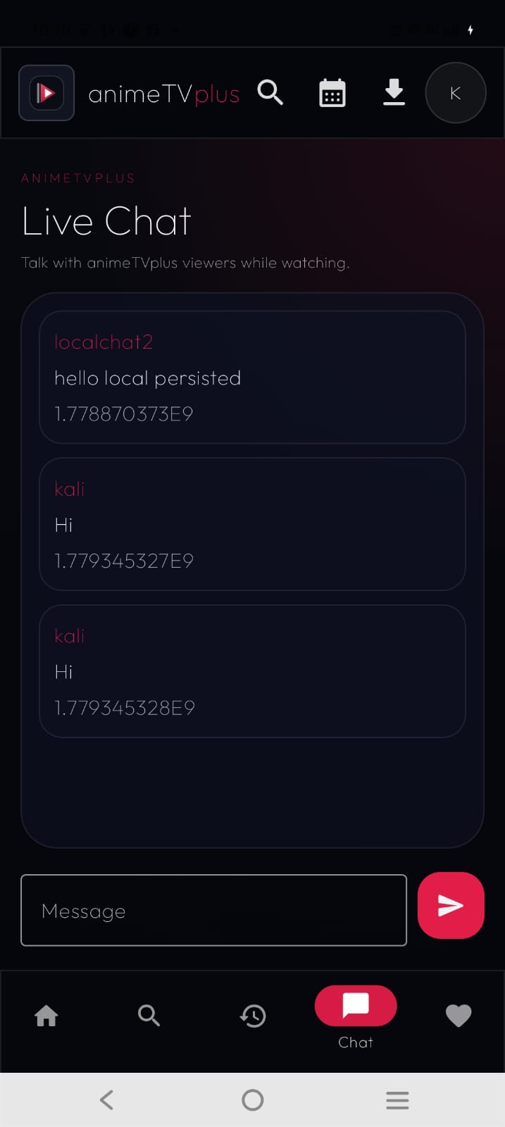 Watchlist screenshot in animeTVplus Android app